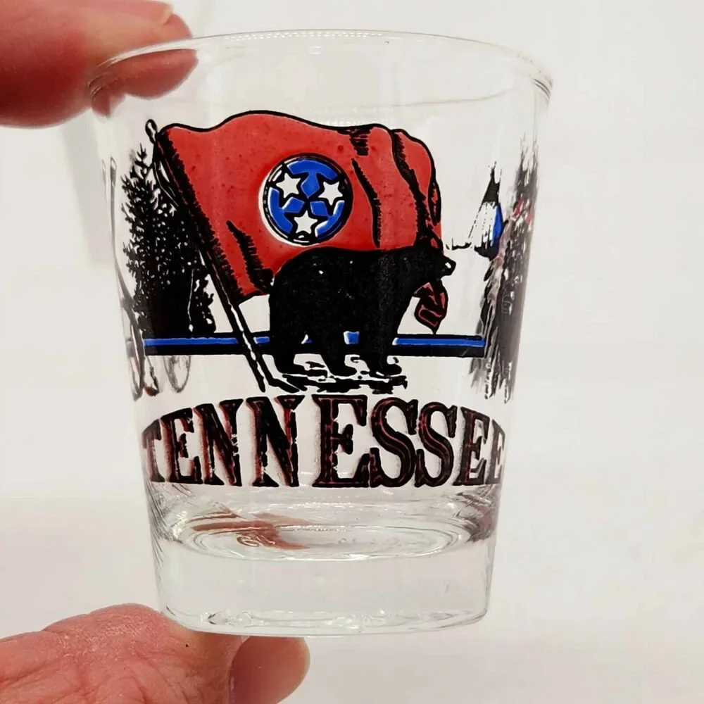 Tennessee Black Bear Flag Shot Glass Collectible Souvenir Banjo Native American